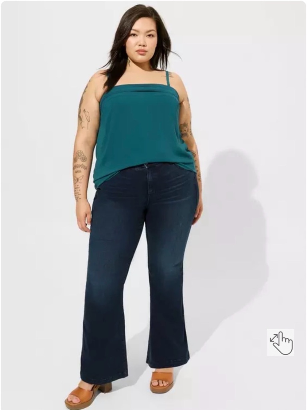NWT Torrid Chiffon Pintuck Square neck Cami-Teal